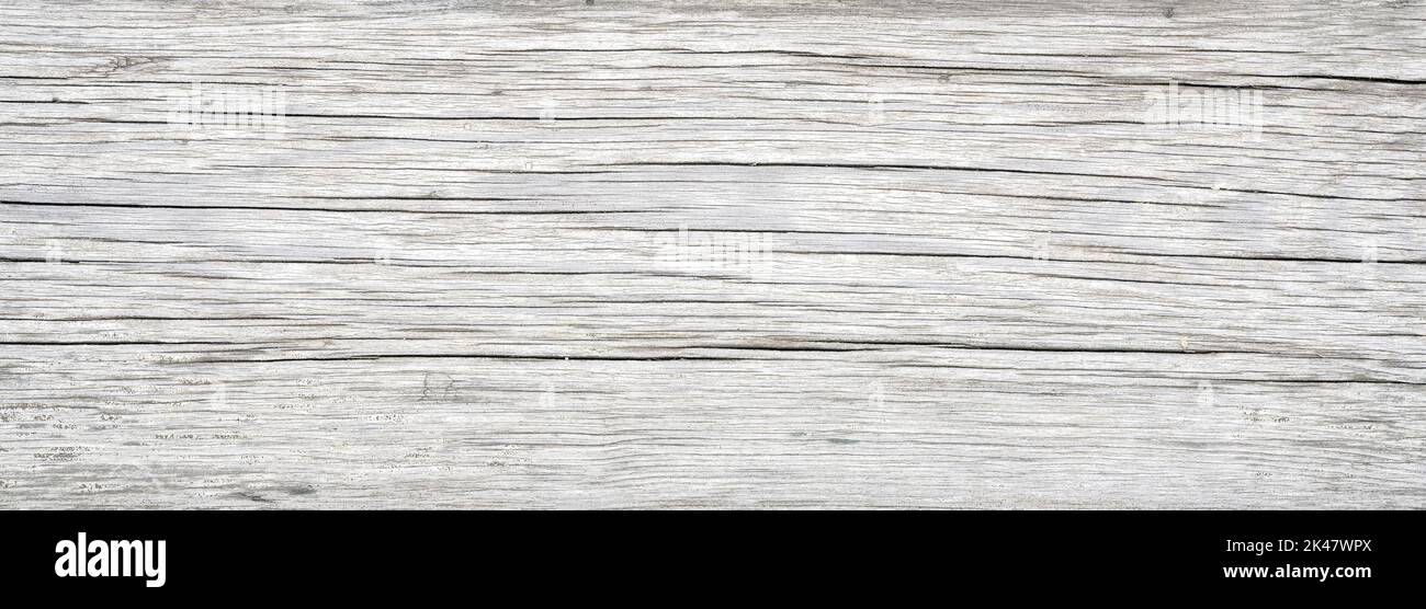 Legno tavola texture sfondo, vecchio legno bianco tavola da primo piano fienile. Legno ruvido leggero con crepe e grana, legno secco rustico d'epoca. Foto Stock