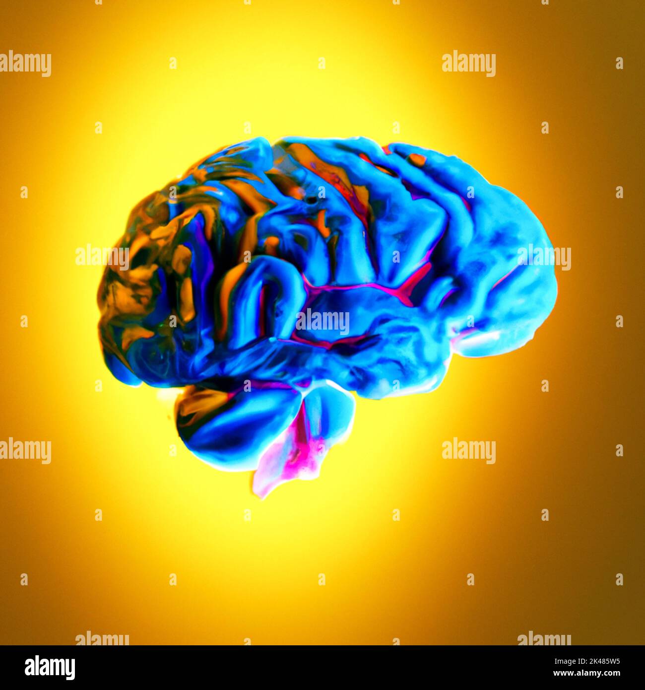Francia, Parigi il 26/09/2022. Illustrazione digitale di un cervello. Immagine creata con un programma di intelligenza artificiale di Martin Bertrand. Francia, Parigi Foto Stock