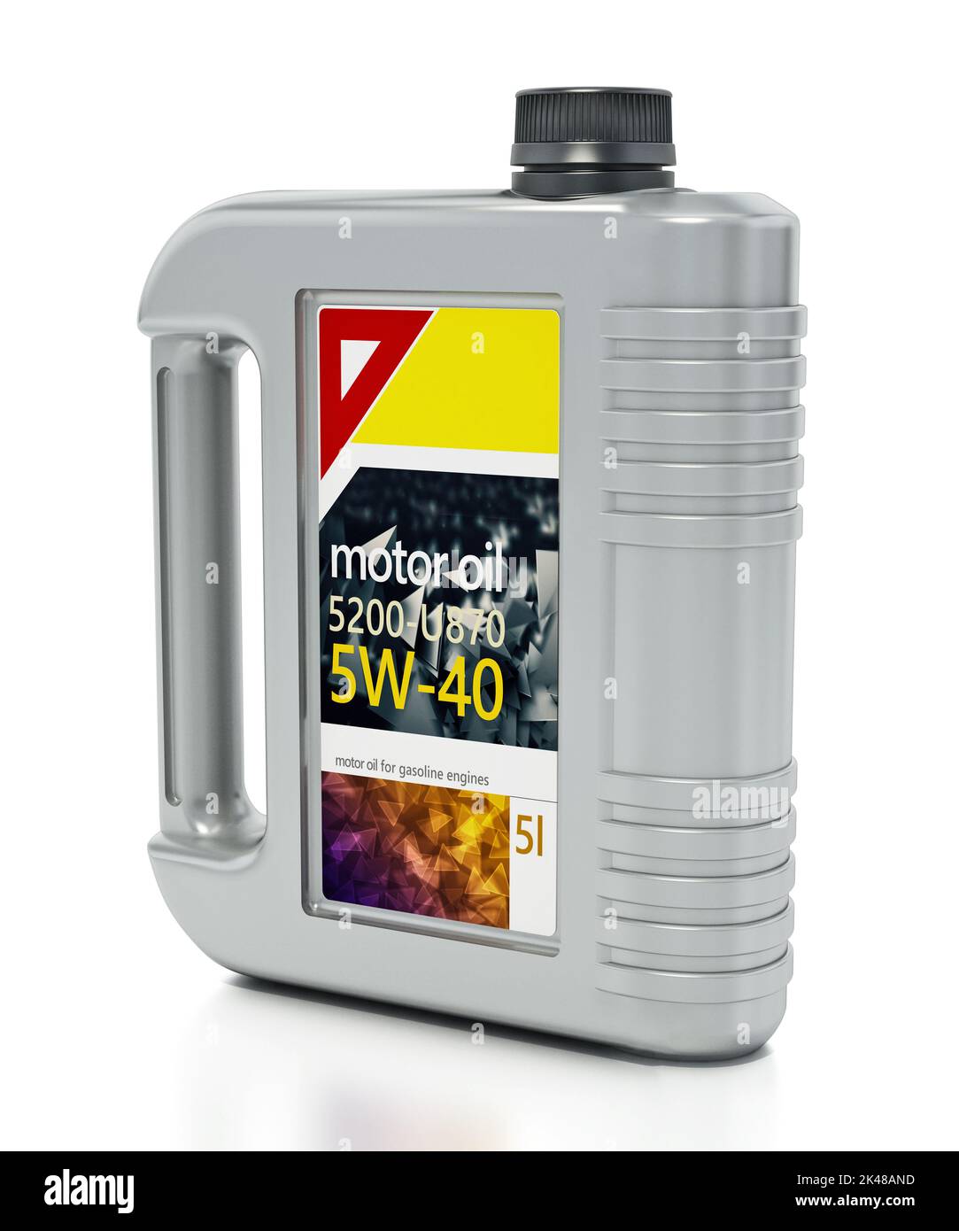 L'olio motore può essere isolato su sfondo bianco. Illustrazione 3D. Foto Stock