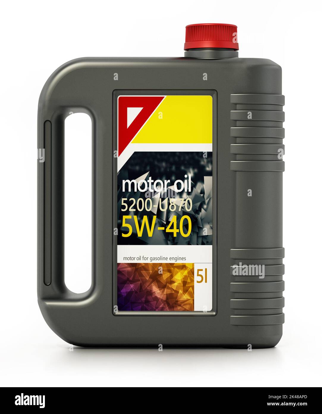 L'olio motore può essere isolato su sfondo bianco. Illustrazione 3D. Foto Stock