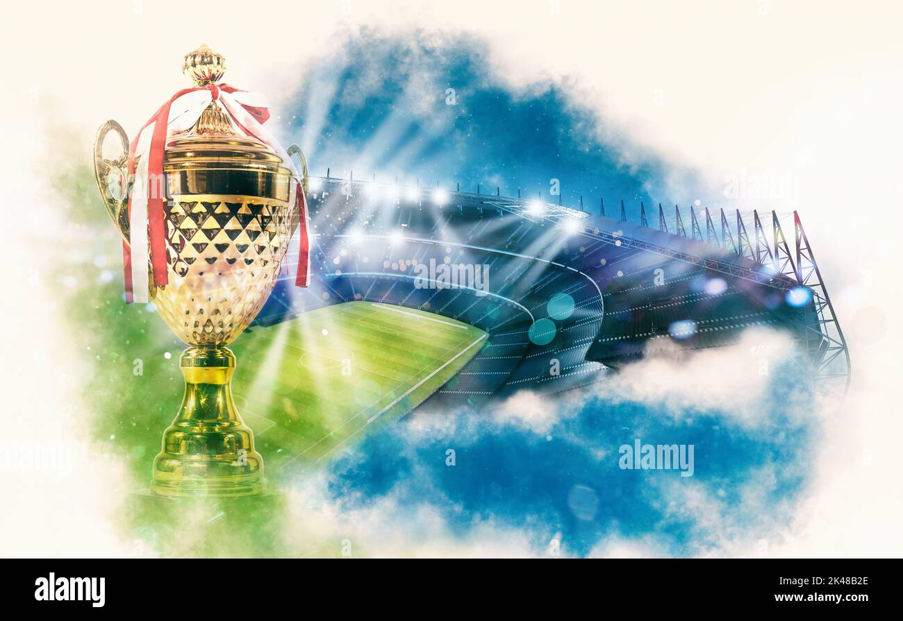 Premiazione dell'evento sportivo con una coppa per il vincitore Foto Stock