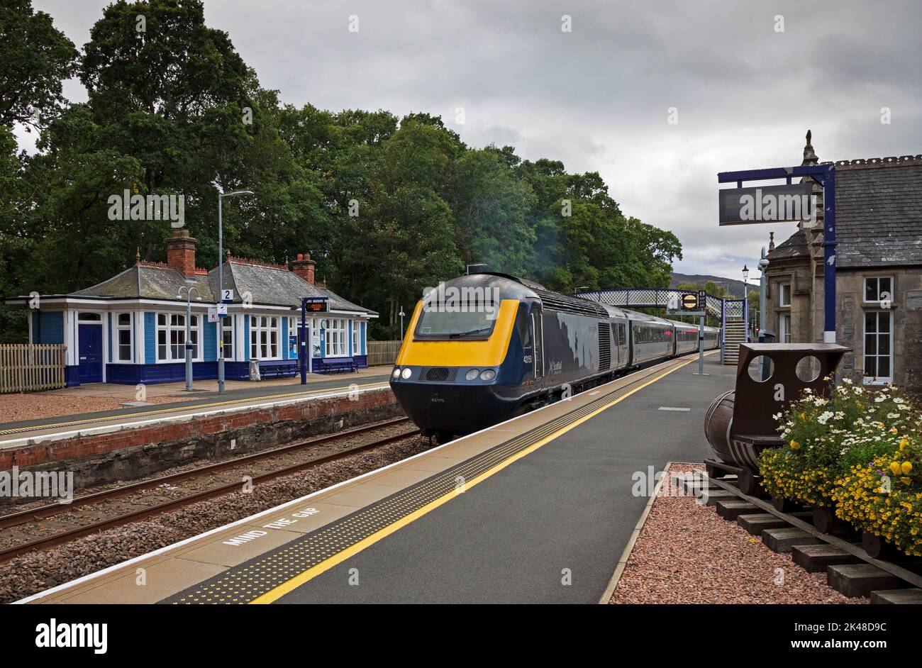 Stazione ferroviaria di Pitlochry, Perthshire, Perth e Kinross, Scozia, Regno Unito Foto Stock