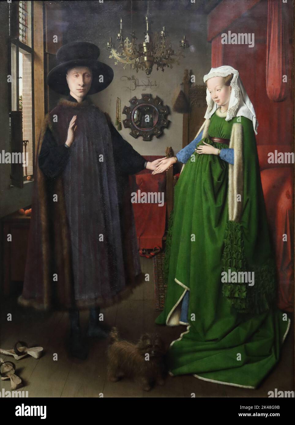 Il ritratto di Arnolfini del pittore olandese Jan van Eyck alla National Gallery di Londra, Regno Unito Foto Stock