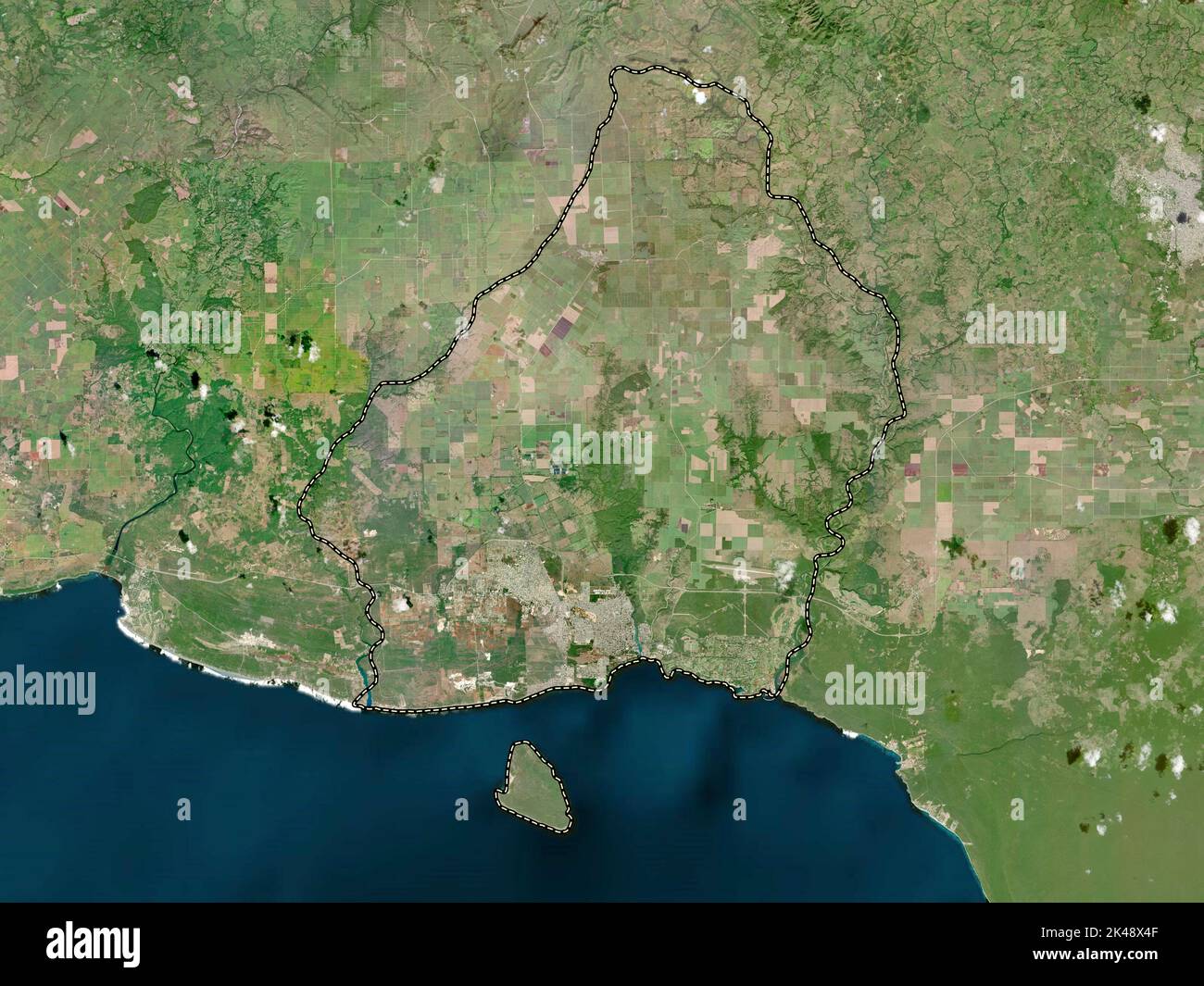 La Romana, provincia della Repubblica Dominicana. Mappa satellitare ad alta risoluzione Foto Stock
