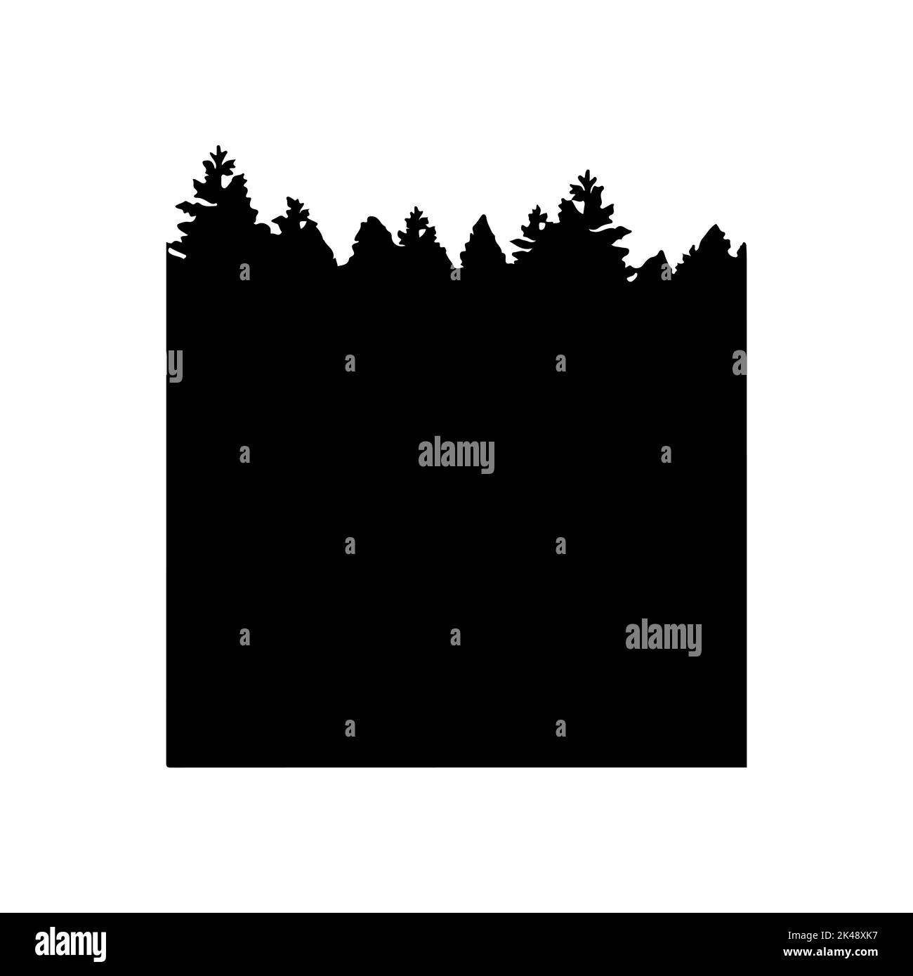 Foresta silhouette sfondo. Foresta disegnata a mano senza cuciture vettoriali. Illustrazione Vettoriale