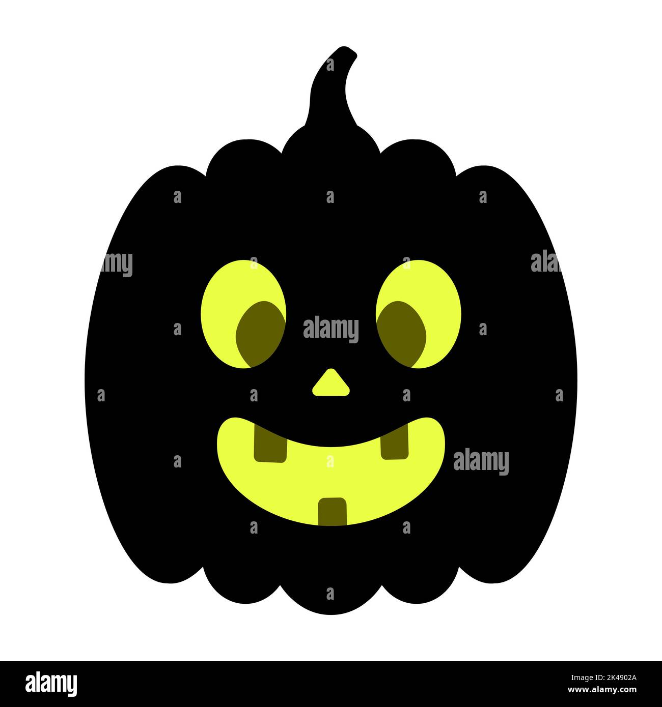 Zucca. Silhouette. Espressione sorridente del viso. Simpatica grimace con i denti. Illustrazione vettoriale. Sfondo bianco isolato. Simbolo di Halloween. Illustrazione Vettoriale