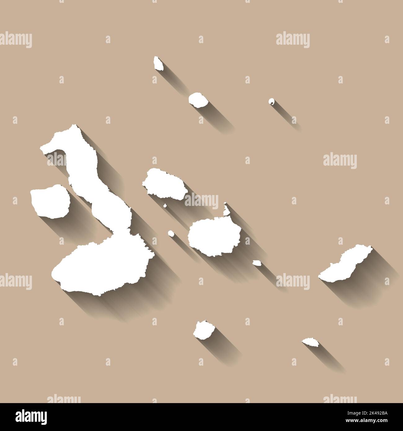 Mappa vettoriale Isole Galapagos silhouette solida Illustrazione Vettoriale