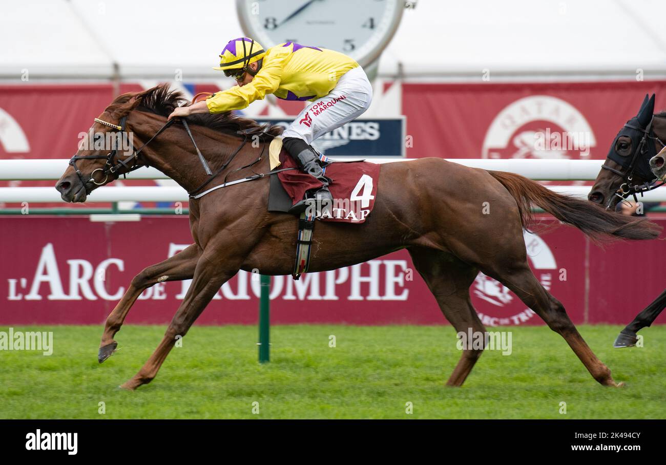 Sea la Rosa e il jockey Tom Marquand vincono il Group 1 Qatar Prix De Royallieu all'ippodromo di ParisLongchamp per l'allenatore William Haggas e i proprietari Sunderland Holding Inc. Foto Stock