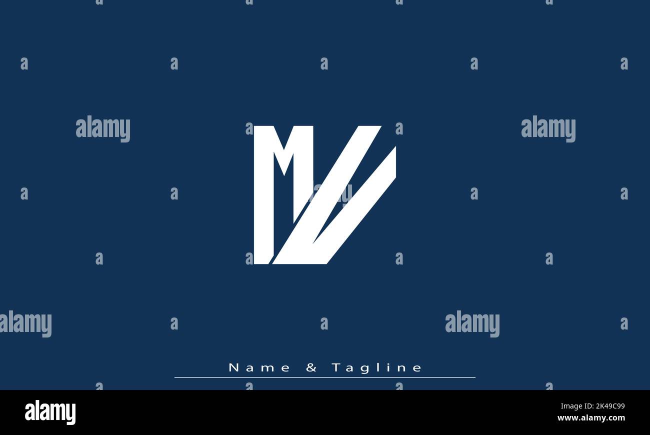 Lettere alfabetiche iniziali Logo monogramma MV , VM Illustrazione Vettoriale