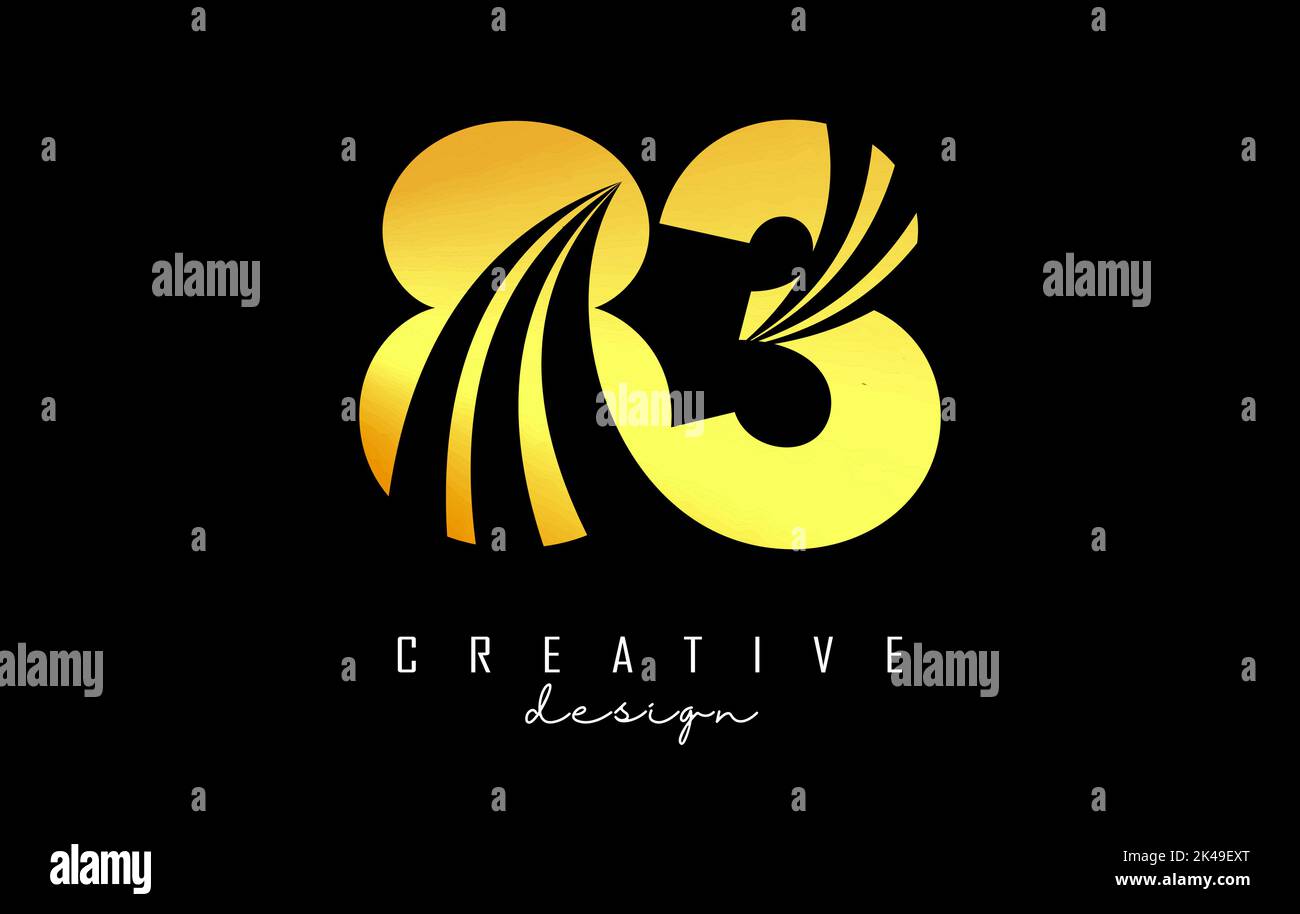 Logo Golden Creative numero 365 con linee di punta e design di concetto stradale. Lettera con disegno geometrico. Illustrazione vettoriale con numero. Illustrazione Vettoriale