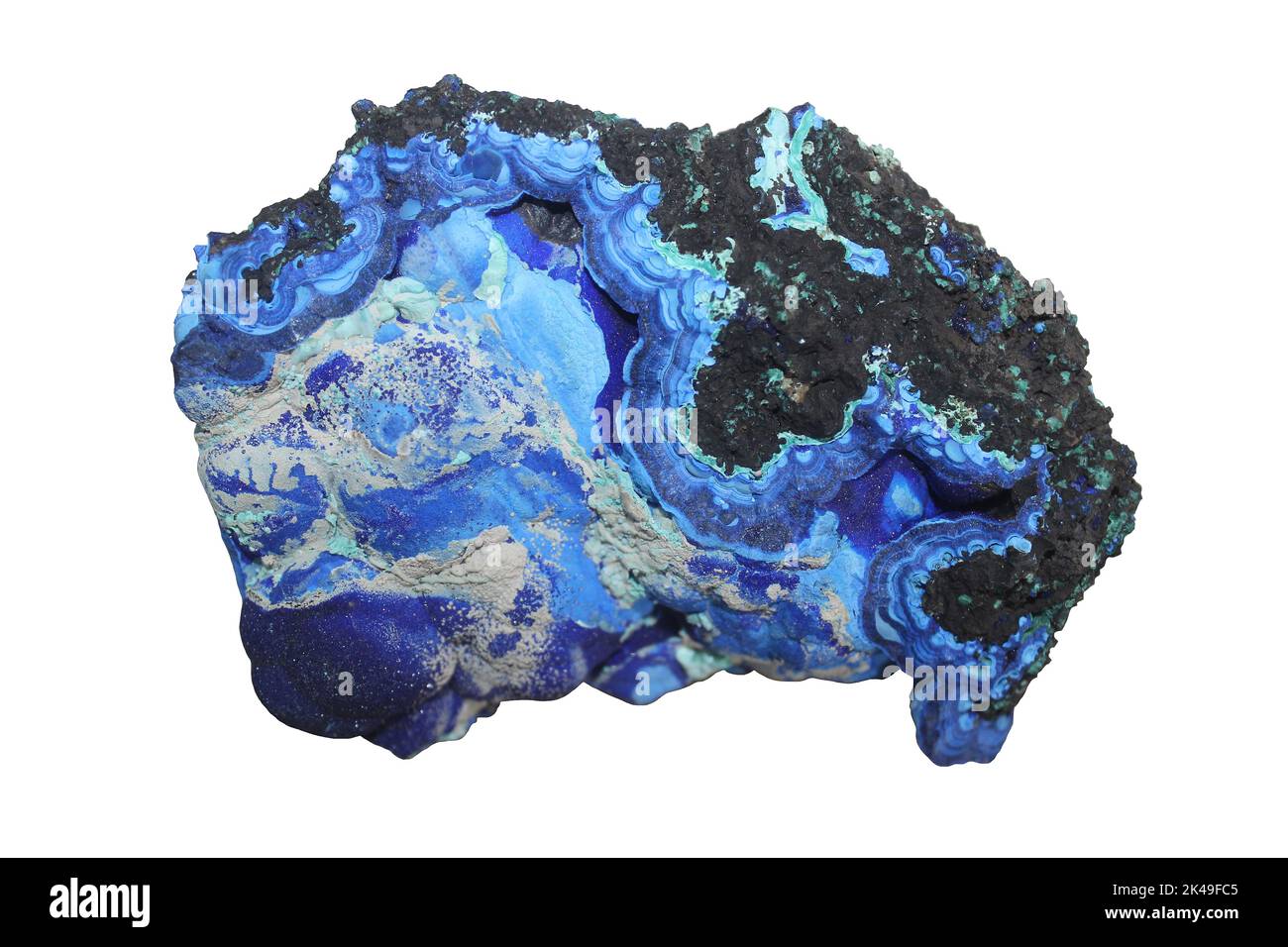 Crosta di azurite mamillata con malachite e wad, Copper Queen Mine, Bisbee, Arizona Foto Stock