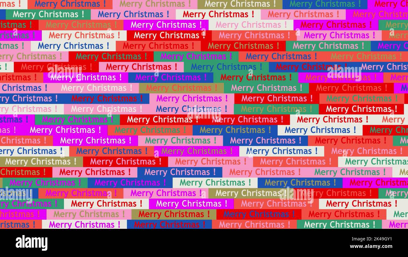 Buon Natale sfondo senza cuciture. Animazione ciclo. Sfondo di piccole icone multicolore con iscrizione buon Natale. Animazione video a loop senza interruzioni. Foto di alta qualità Foto Stock