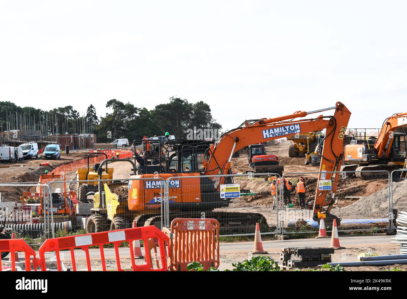 attrezzature da costruzione utilizzate in un cantiere di loughborough leicestershire Foto Stock