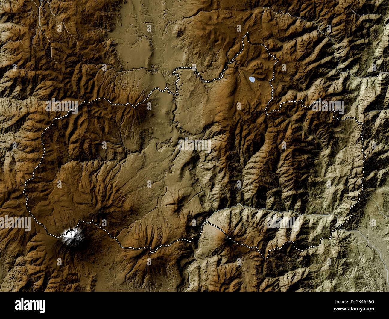 Tungurahua, provincia dell'Ecuador. Mappa dell'altitudine colorata in stile wiki con laghi e fiumi Foto Stock