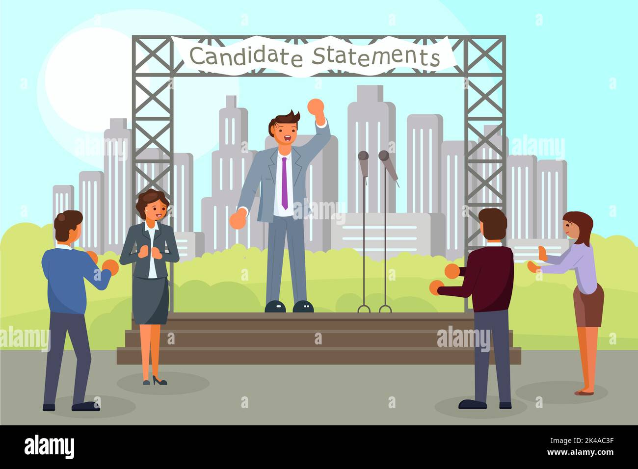 Illustrazione in stile piatto vettoriale del concetto di campagna pre-elettorale Illustrazione Vettoriale