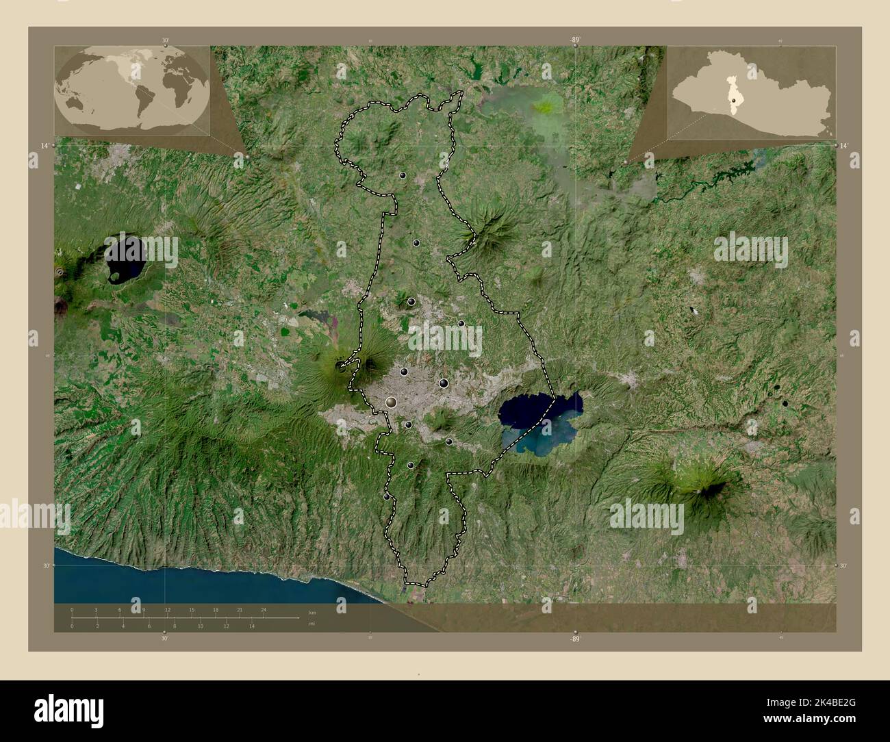 San Salvador, dipartimento di El Salvador. Mappa satellitare ad alta