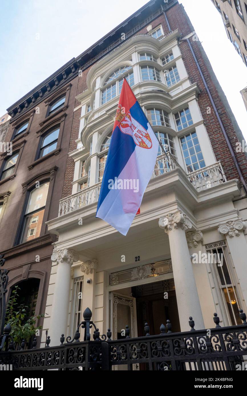 Missione permanente della Repubblica di Serbia presso le Nazioni Unite, 2022, NYC, USA. Foto Stock