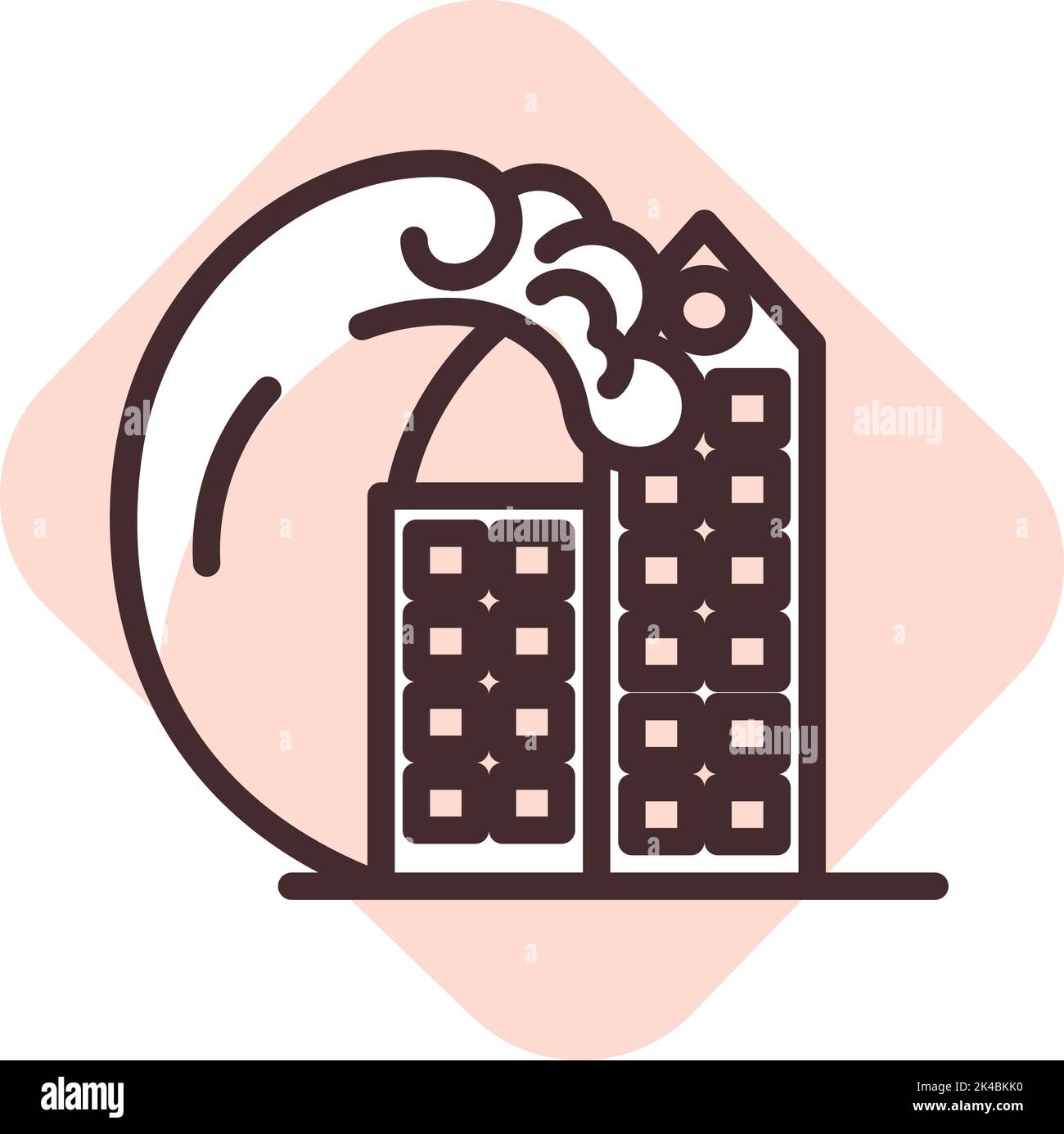 Disastro città inondazione, illustrazione, vettore su sfondo bianco. Illustrazione Vettoriale