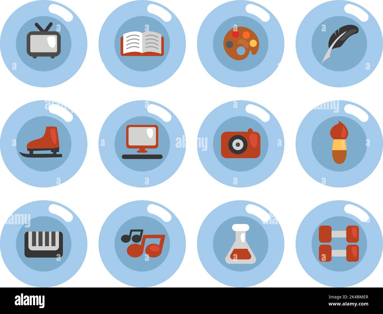 Hobby moderni, illustrazione, vettore su sfondo bianco. Illustrazione Vettoriale