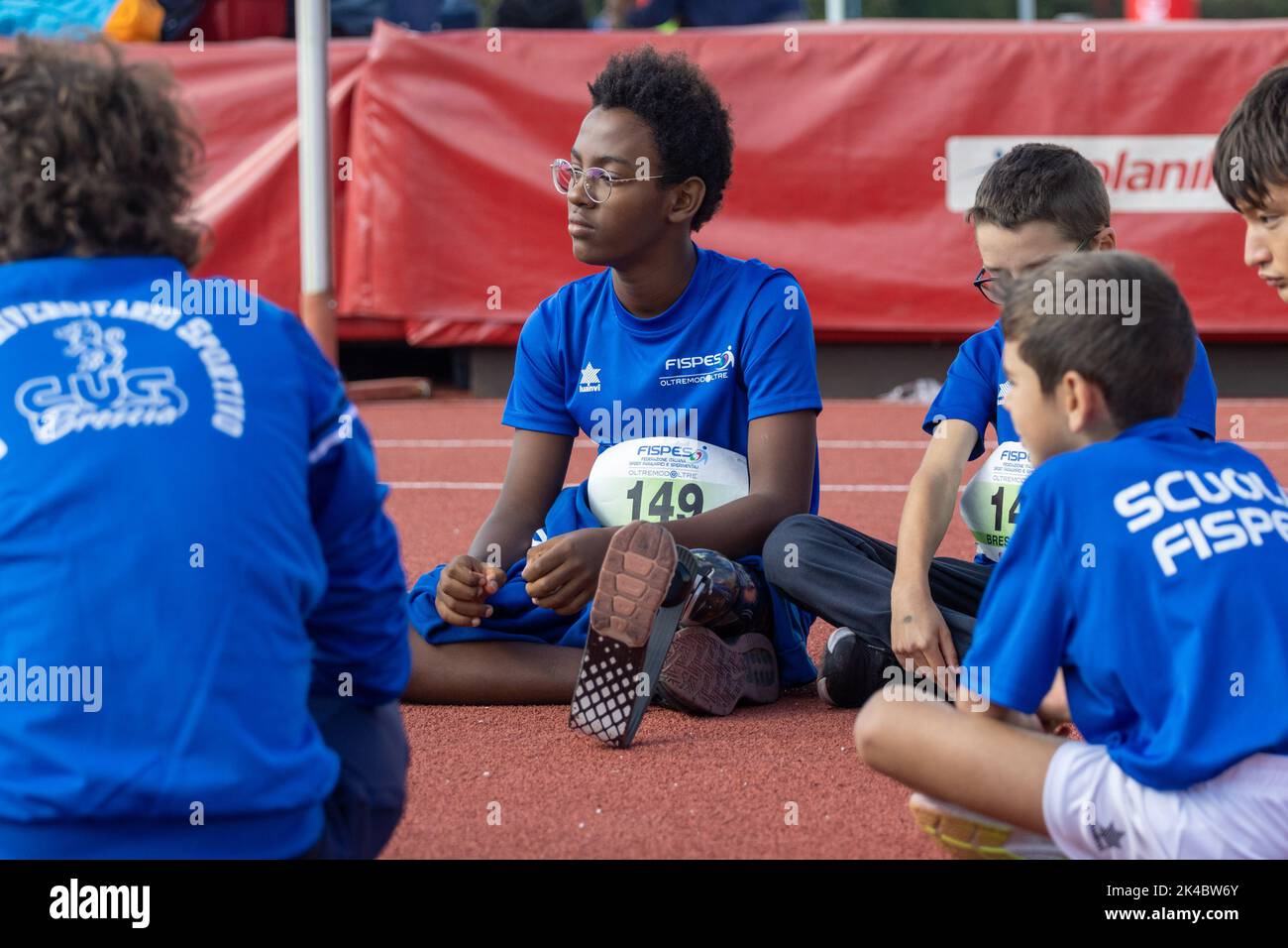 Pista di atletica Gabre Gabric, Brescia, Italia, 01 ottobre 2022, Ephrem Bona durante i Campionati Italiani di Paratletica - finali nazionali - Atletica Italiana Foto Stock