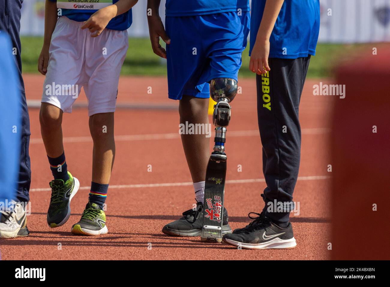 Brescia, Italia. 01st Ott 2022. Dettaglio della tesi durante i Campionati Italiani di Paratletica - finali nazionali, Atletica Italiana a Brescia, Ottobre 01 2022 Credit: Independent Photo Agency/Alamy Live News Foto Stock