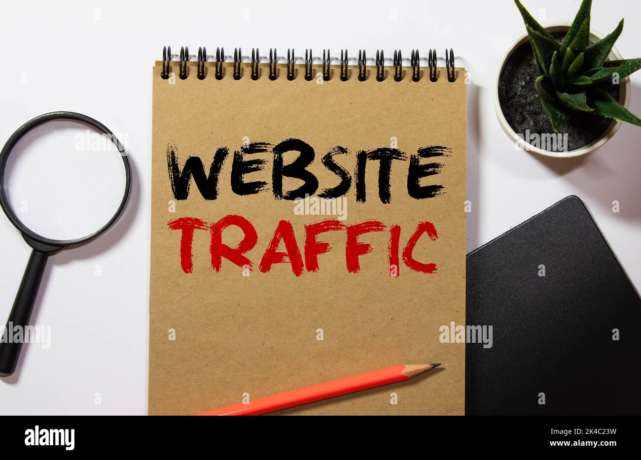 Nota di memo scritta con il TRAFFICO del SITO web di testo isolato su sfondo verde Foto Stock