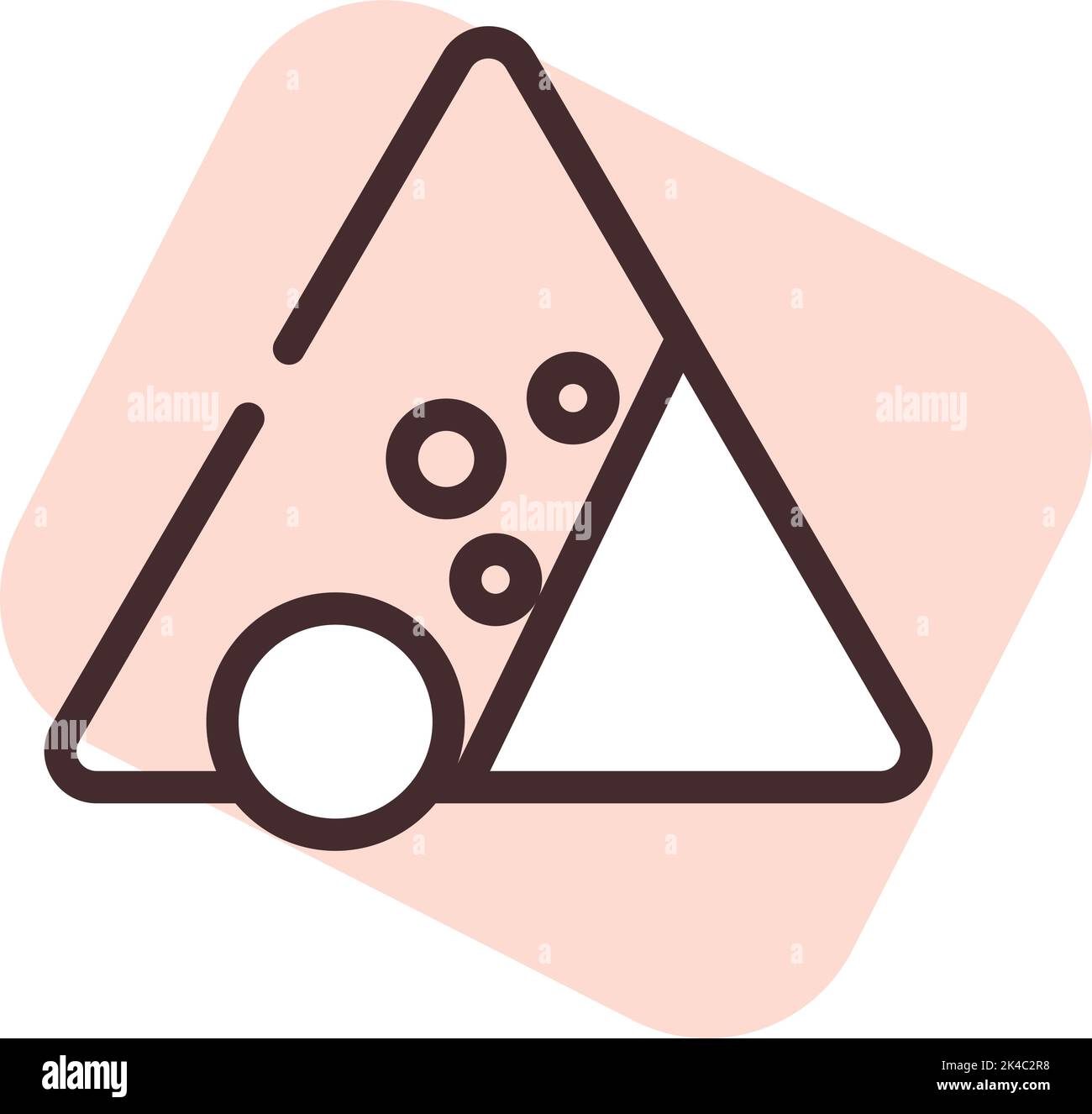 Segnale di avvertimento zona rocciosa, illustrazione, vettore su sfondo bianco. Illustrazione Vettoriale