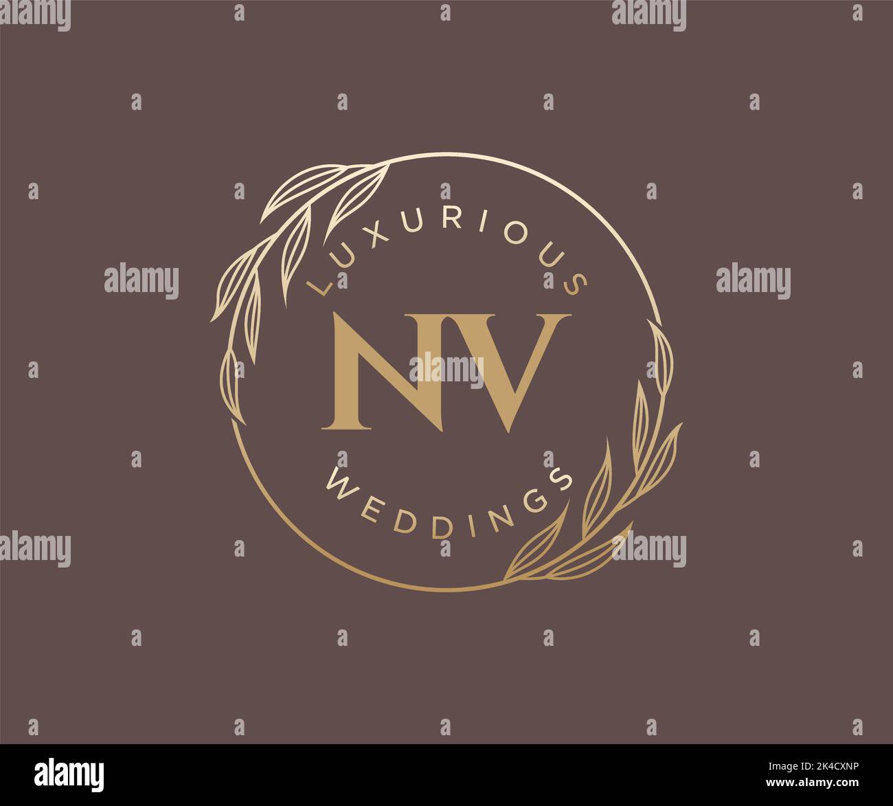 NV iniziali lettera Wedding monogramma modello loghi, disegnati a mano moderno minimalista e modelli floreali per carte di invito, Salva la data, elegante Illustrazione Vettoriale