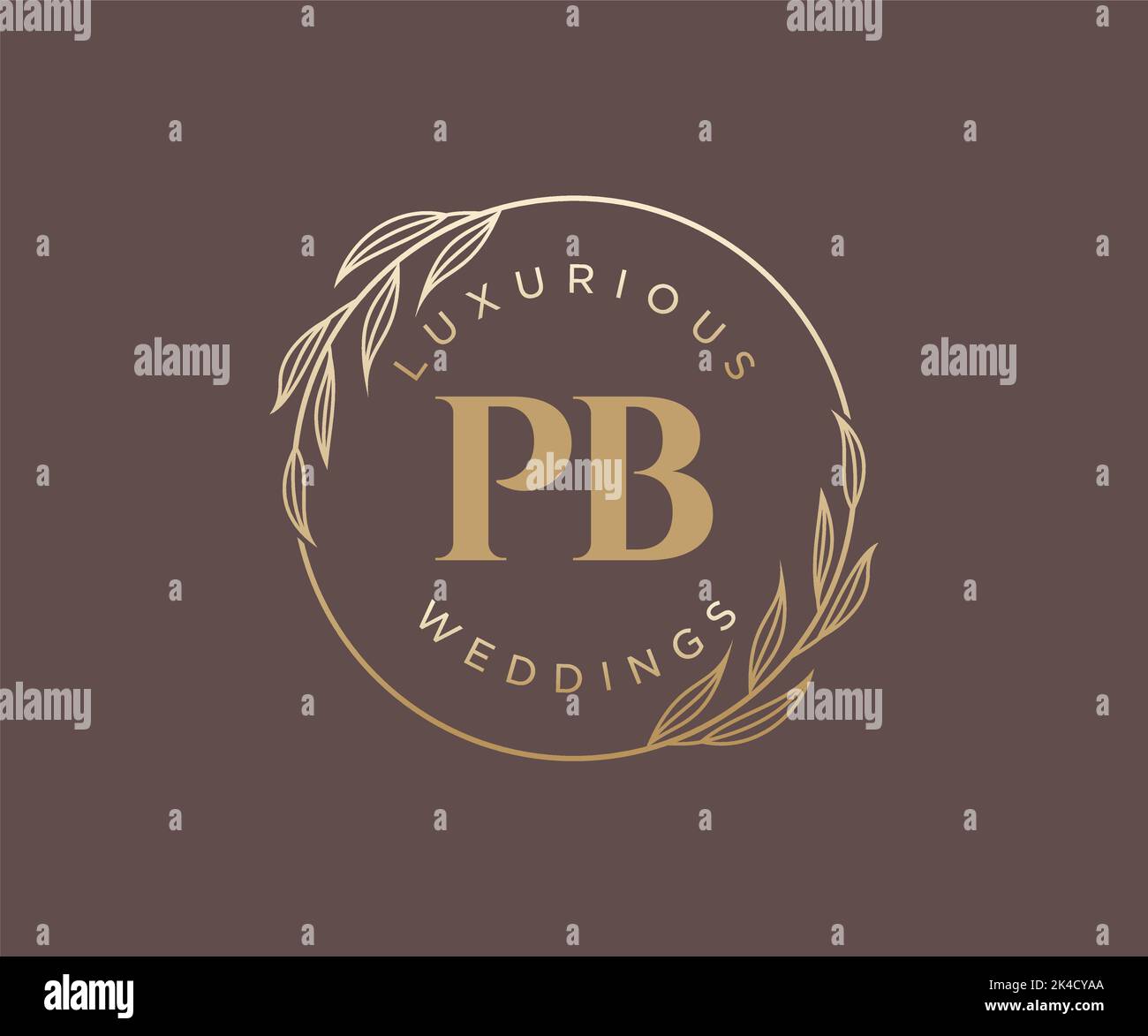 PB iniziali lettera matrimonio monogramma modello logo, a mano disegnata moderna minimalista e modelli floreali per carte di invito, Salva la data, elegante Illustrazione Vettoriale