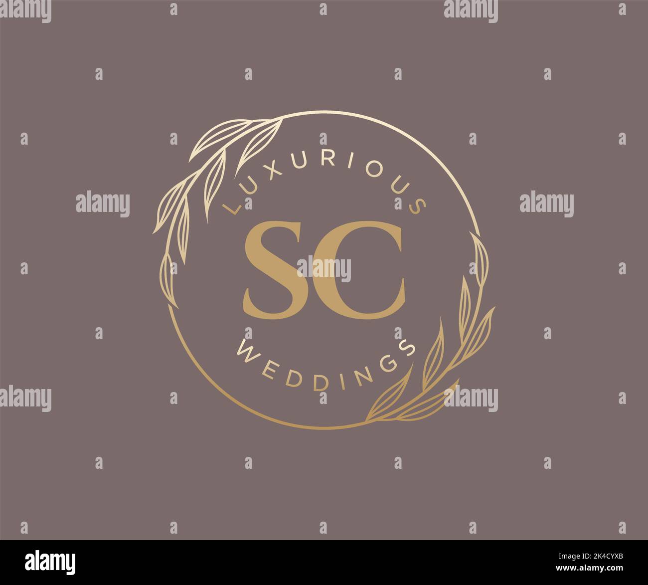 SC sigla lettera Wedding monogramma logo modello, disegnata a mano moderno minimalista e modelli floreali per le carte di invito, Salva la data, elegante Illustrazione Vettoriale