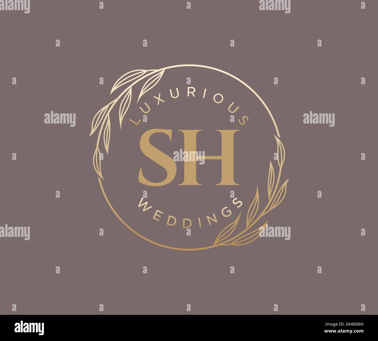 SH iniziali lettera Wedding monogramma logo modello, disegnata a mano moderno minimalista e modelli floreali per le carte di invito, Salva la data, elegante Illustrazione Vettoriale