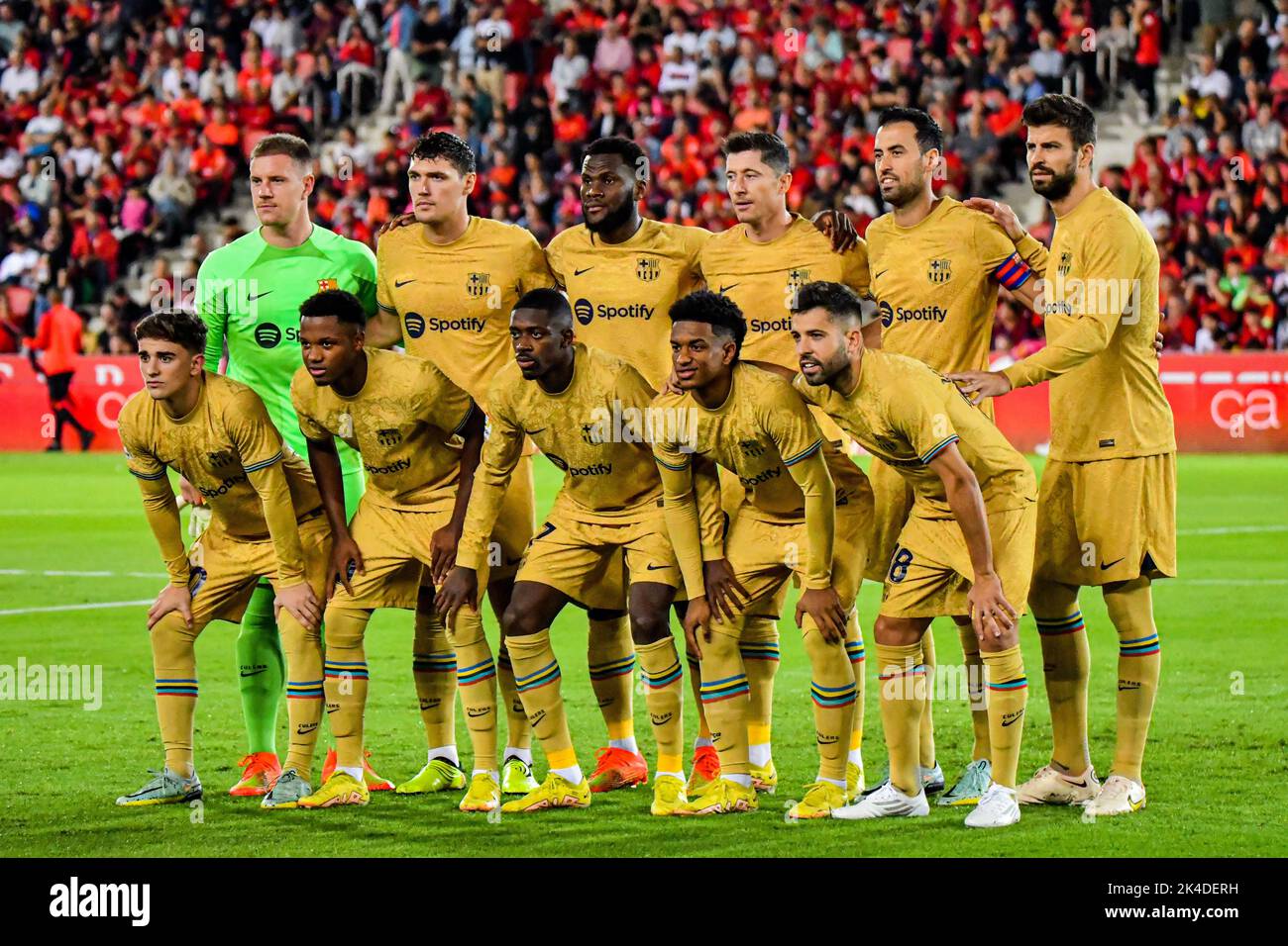 Mallorca, Mallorca, Spagna. 1st Ott 2022. MALLORCA, SPAGNA - 1 OTTOBRE: I giocatori del FC Barcelona prima della partita tra RCD Mallorca e FC Barcelona di la Liga Santander il 1 ottobre 2022 al Visit Mallorca Stadium Son Moix di Maiorca, Spagna. (Credit Image: © Samuel CarreÃ±o/PX Imagens via ZUMA Press Wire) Credit: ZUMA Press, Inc./Alamy Live News Foto Stock