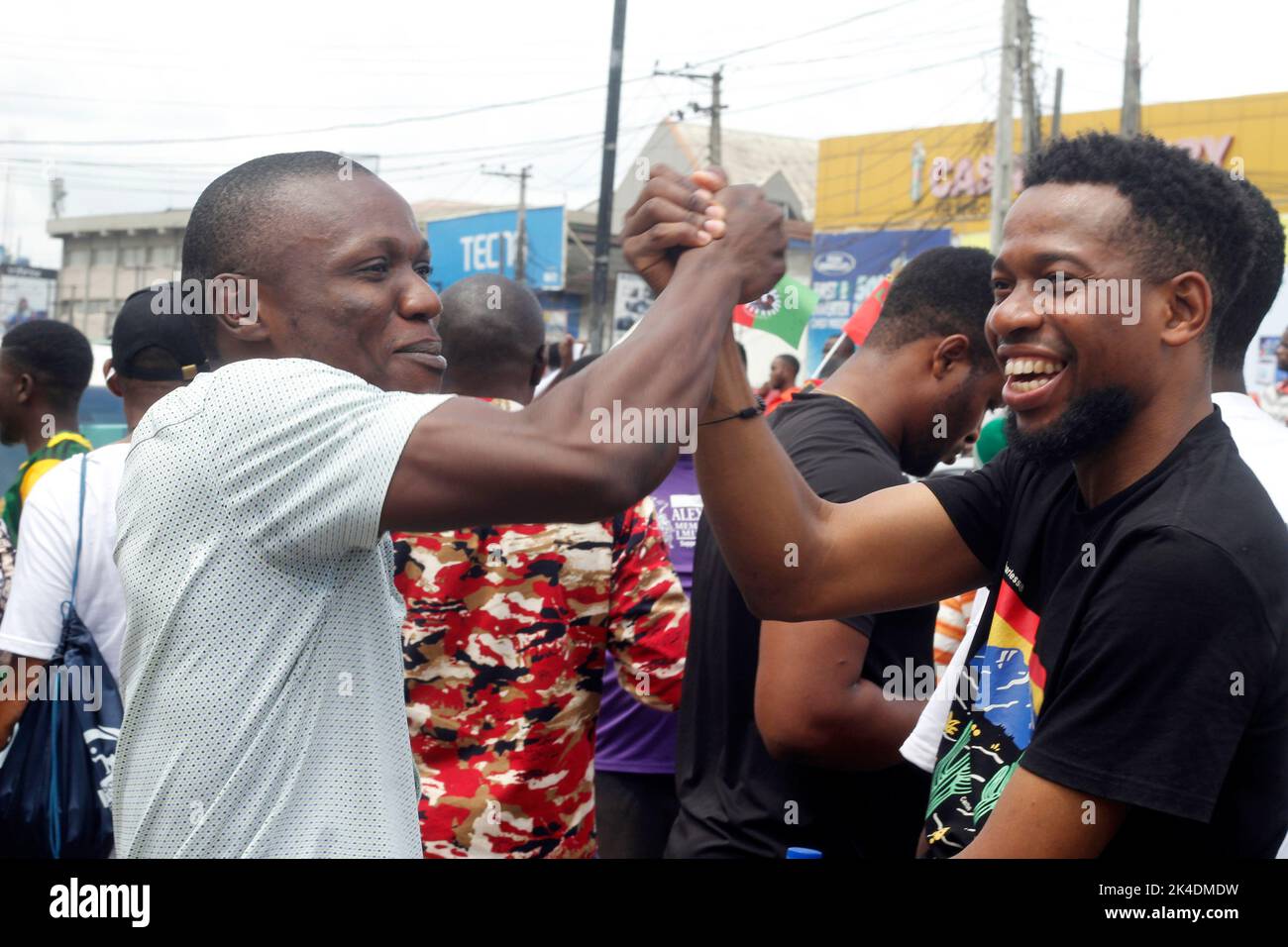 Lagos, Nigeria 1st ottobre 2022 sostenitori (alias obbediente) di Peter OBI, candidato presidenziale del Partito laburista alle elezioni presidenziali del 2023, si tengono un raduno a Ikeja, Lagos, Nigeria, sabato 1 ottobre, 2022. Foto di Adekunle Ajayi Credit: Adekunle Ajayi/Alamy Live News Foto Stock