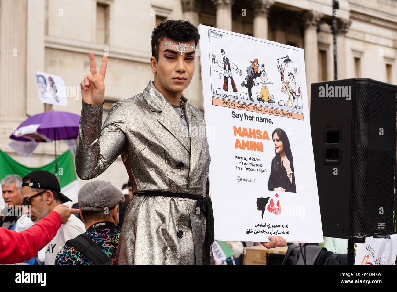 Londra, Regno Unito. 1 ottobre 2022. Protesta contro il governo contro le donne in Iran e contro la morte illegale di Mahsa Amini il 16th settembre. Pro Foto Stock