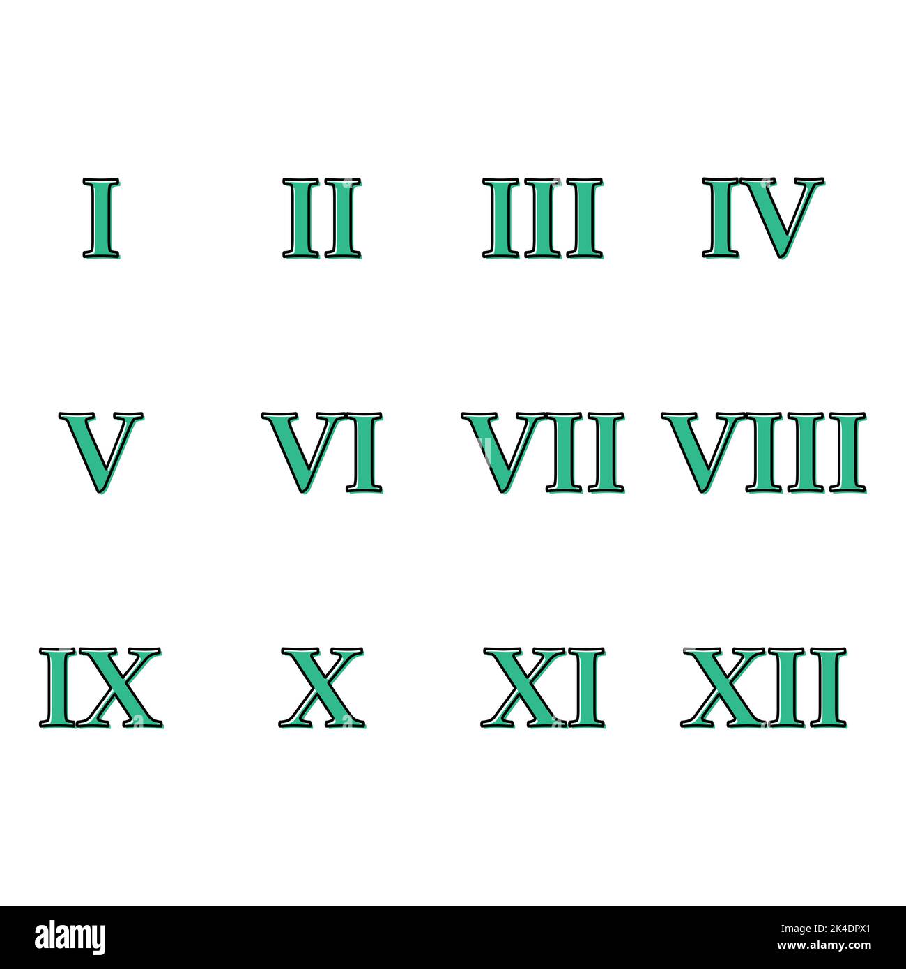 Insieme di numeri romani icona, lettera tipografia stile segno, matematica alfabeto icona vettore illustrazione . Illustrazione Vettoriale