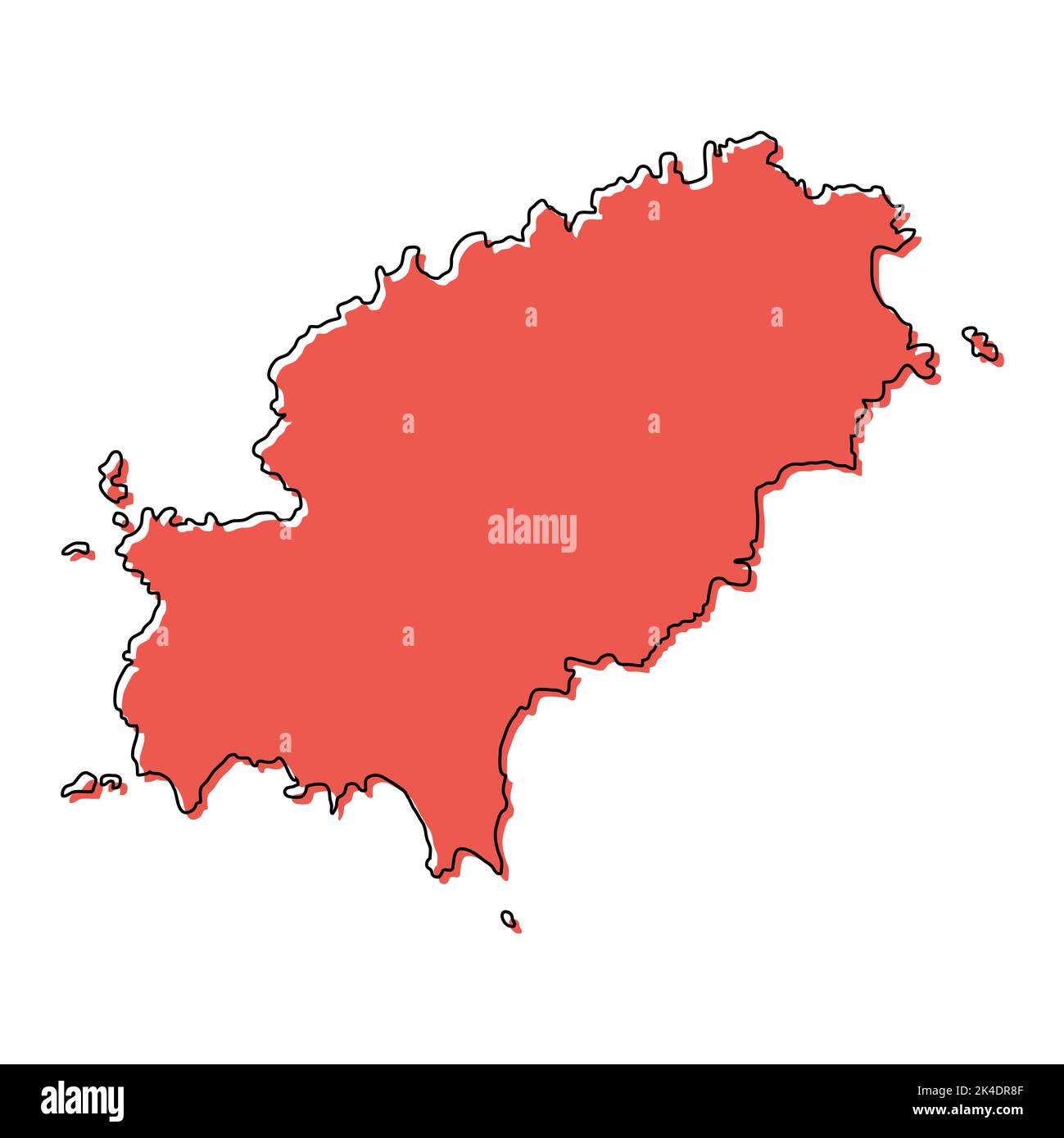Ibiza alto dettaglio mappa isola, spagna regione segno piatto, web design vettore illustrazione . Illustrazione Vettoriale