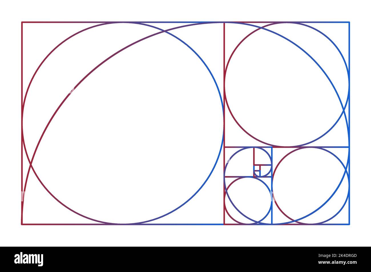 Icona minimalista Golden Ratio. Forme geometriche rappresentazione vettoriale a proporzione piatta . Illustrazione Vettoriale