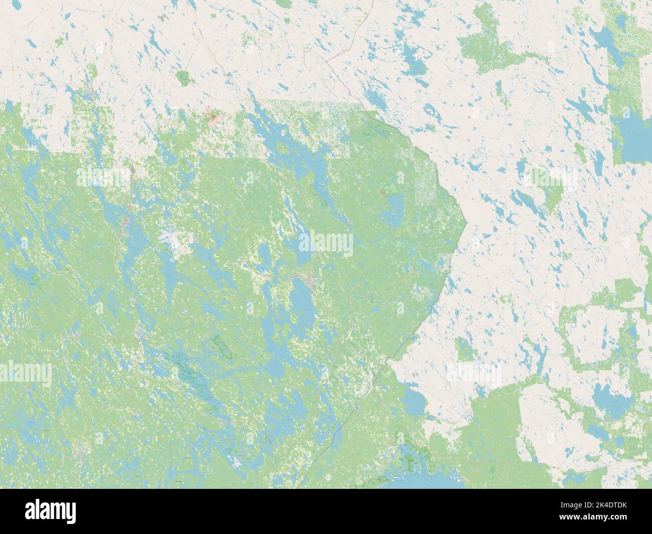 Karelia settentrionale, regione della Finlandia. Aprire la mappa stradale Foto Stock