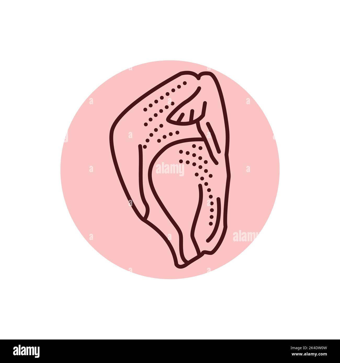 Icona della linea di colore della carcassa di tacchino. Taglio di carne. Illustrazione Vettoriale