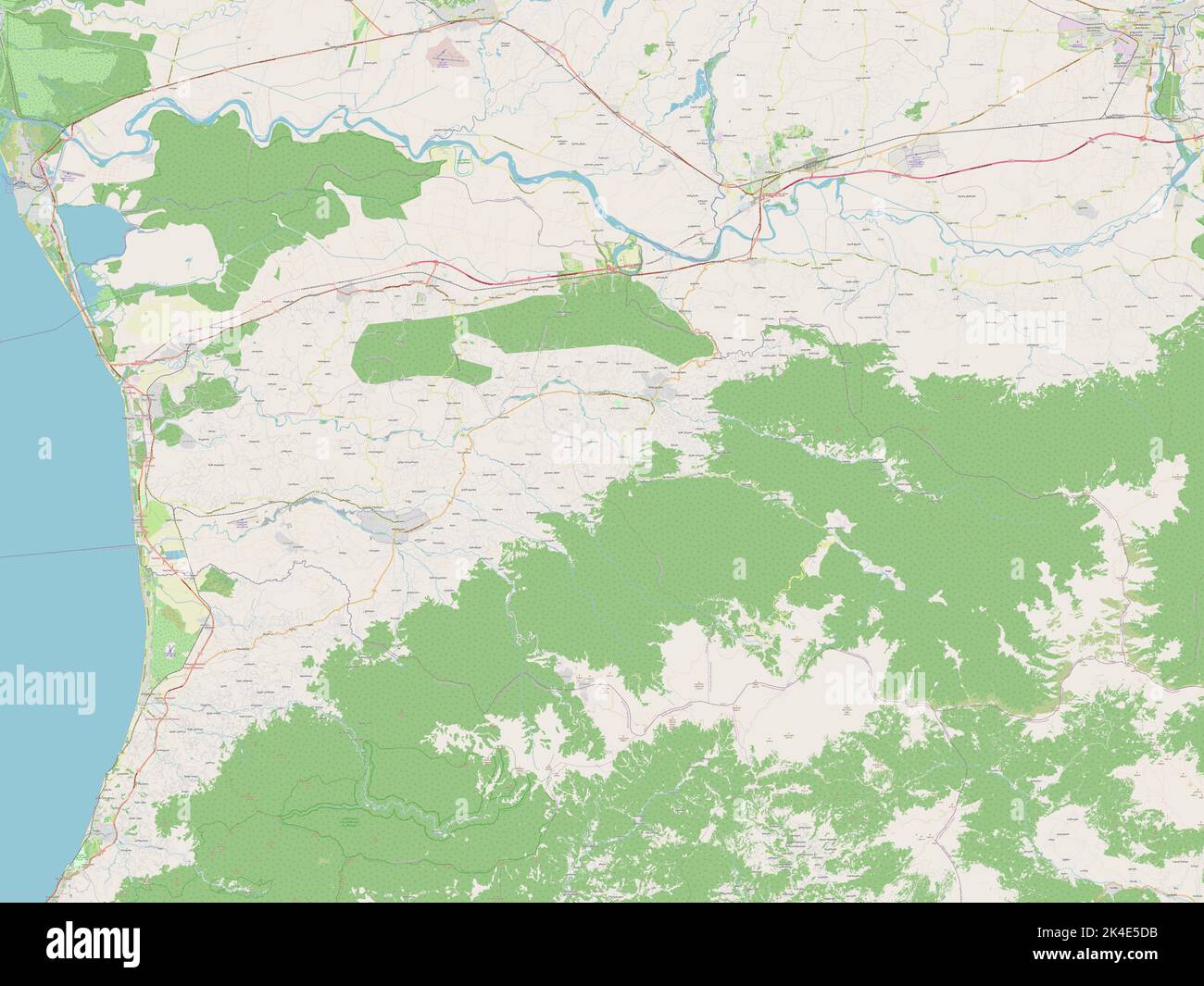 Guria, regione della Georgia. Aprire la mappa stradale Foto Stock