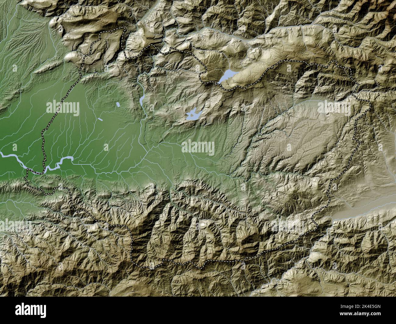 Imereti, regione della Georgia. Mappa dell'altitudine colorata in stile wiki con laghi e fiumi Foto Stock