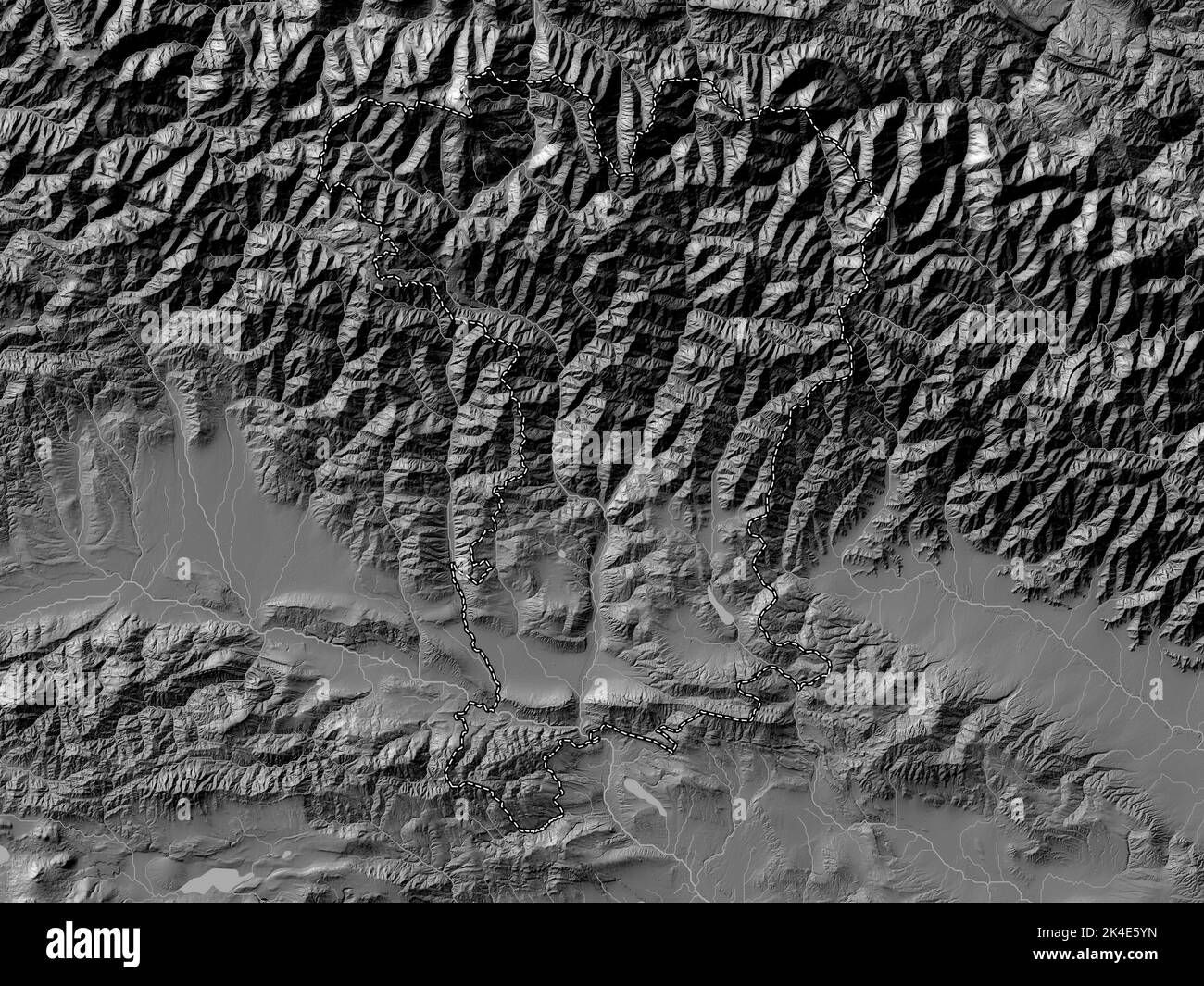 Mtskheta-Mtianeti, regione della Georgia. Mappa altimetrica bilivello con laghi e fiumi Foto Stock