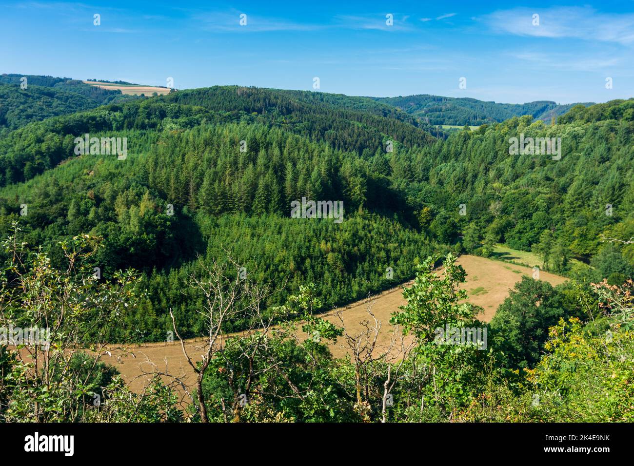 Esch-sur-Sûre (Esch-Sauer): Valle del fiume Sauer (Sure) in Lussemburgo Foto Stock