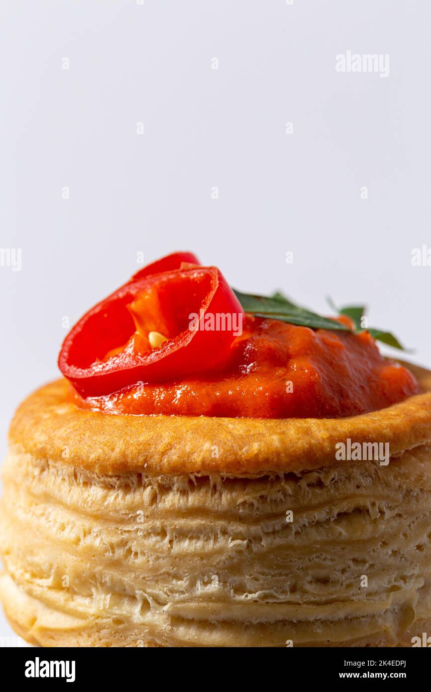 Set di Bouchée à la Reine chiamato genericamente anche Vol au vent Foto Stock