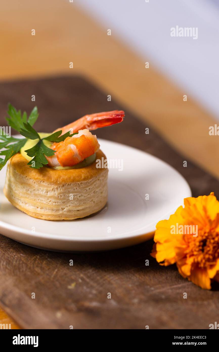 vol au vent con il gambero Foto Stock