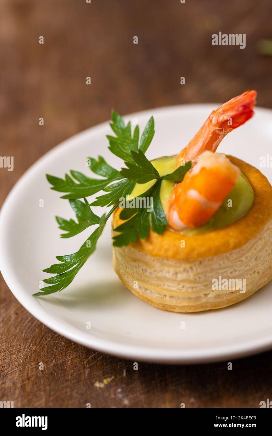 vol au vent con il gambero Foto Stock