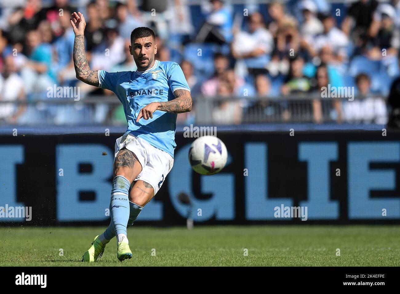 Roma, Italia. 02nd Ott 2022. Mattia Zaccagni della SS Lazio durante la Serie Una partita di calcio tra SS Lazio e Spezia Calcio allo stadio Olimpico di Roma, 2nd ottobre 2022. Foto Antonietta Baldassarre/Insidefoto Credit: Insidefoto di andrea staccioli/Alamy Live News Foto Stock