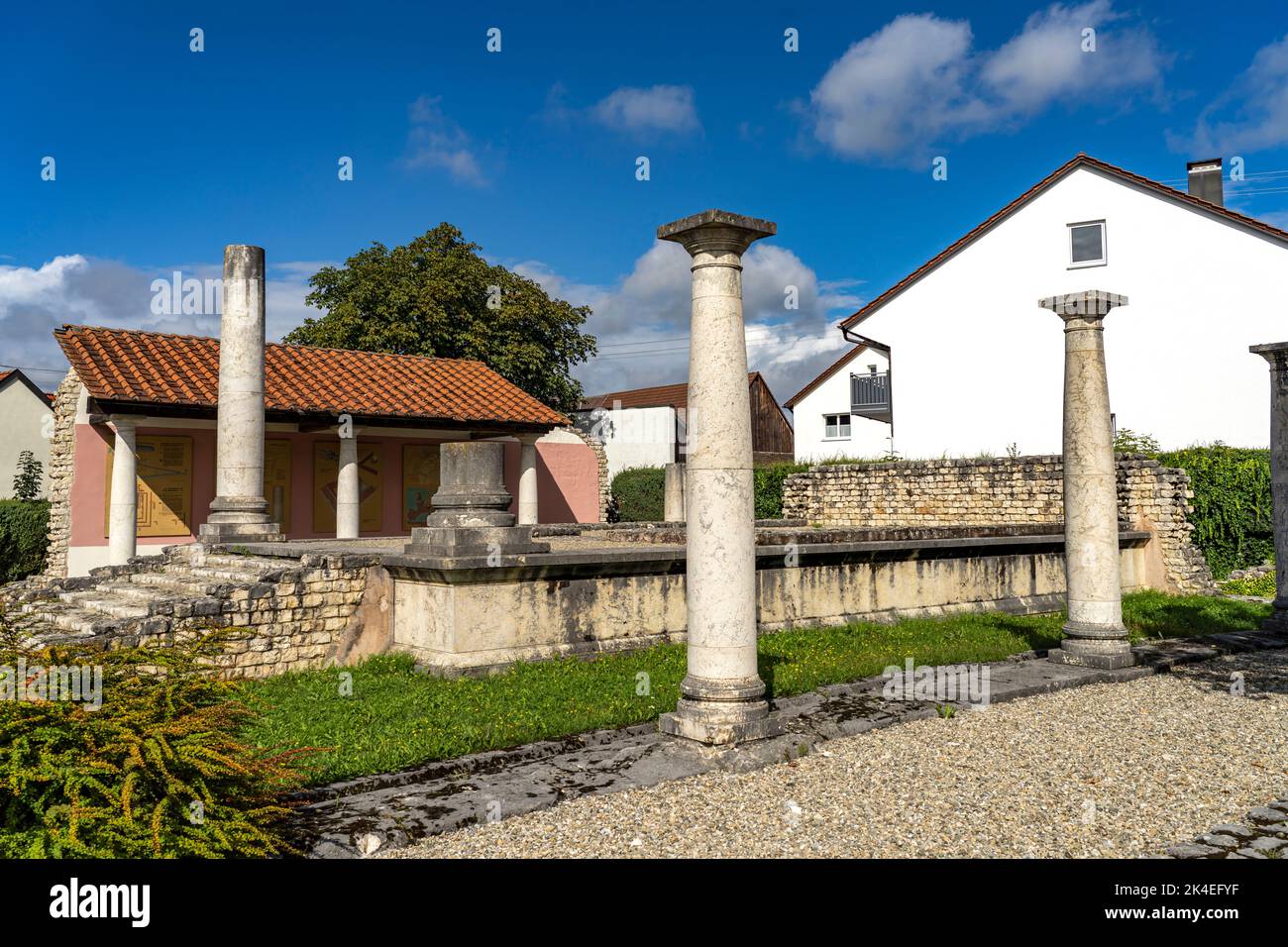 Der Römische Apollo-Grannus-Tempel in Faimingen bei Lauingen, Bayern, Deutschland | il tempio romano Apollo-Grannus a Faimingen, vicino a Lauingen, Stati Uniti Foto Stock
