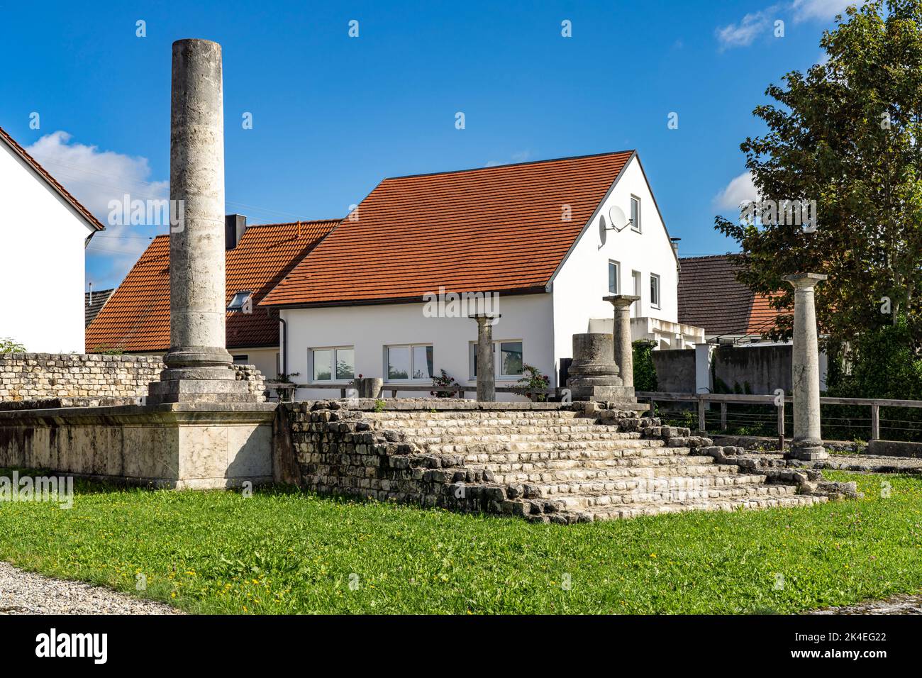 Der Römische Apollo-Grannus-Tempel in Faimingen bei Lauingen, Bayern, Deutschland | il tempio romano Apollo-Grannus a Faimingen, vicino a Lauingen, Stati Uniti Foto Stock