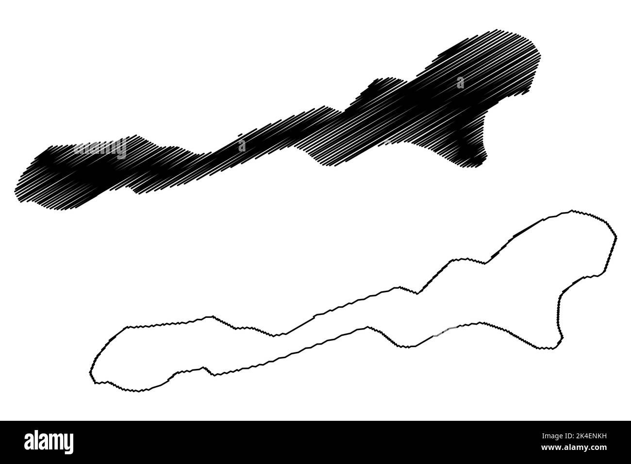 Pak Island (Nuova Guinea, Oceano Pacifico, Arcipelago di Bismarck, Isole Ammiragliate) mappa illustrazione vettoriale, scricbble sketch Pak map Illustrazione Vettoriale